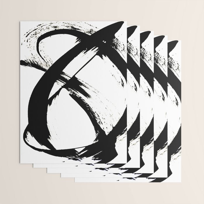 Brushstroke 7: a minimal, abstract, black and white piece Wrapping Paper Gallery Image 3
