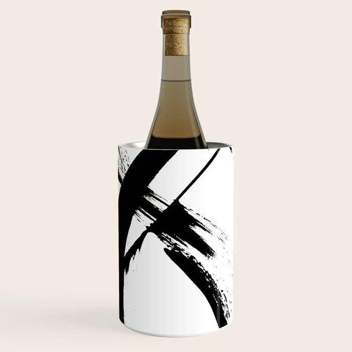 Brushstroke 7: a minimal, abstract, black and white piece Wine Chiller Gallery Image 1