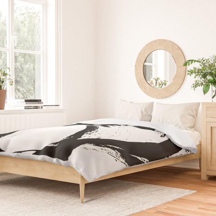 Brushstroke 7: a minimal, abstract, black and white piece Duvet Cover Gallery Image 2