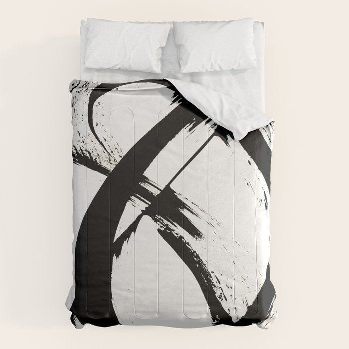 Brushstroke 7: a minimal, abstract, black and white piece Comforter Gallery Image 6