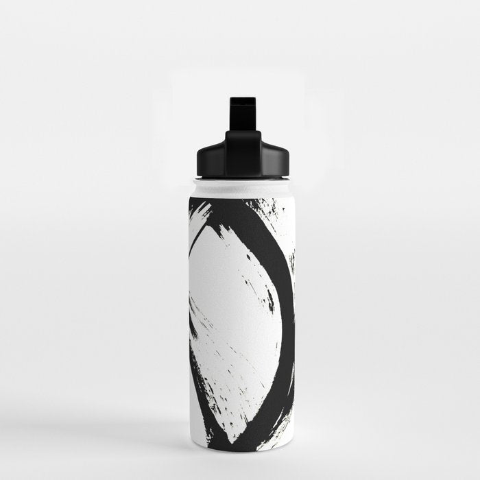 Brushstroke 7: a minimal, abstract, black and white piece Water Bottle Gallery Image 2