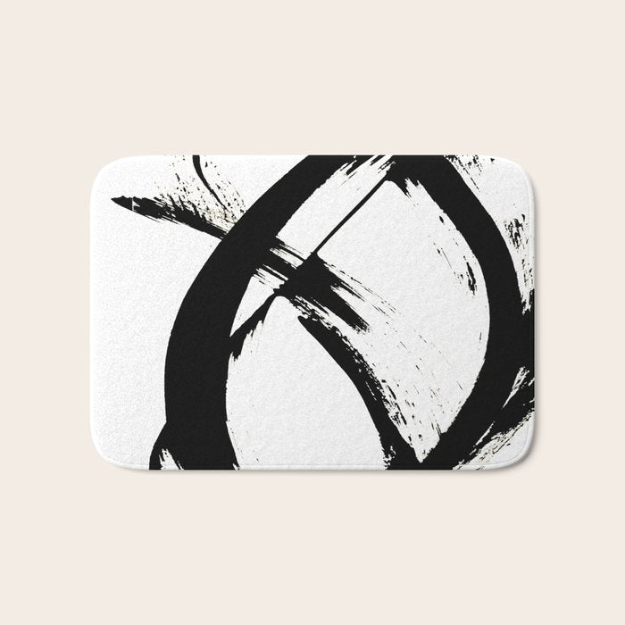 Brushstroke 7: a minimal, abstract, black and white piece Bath Mat Gallery Image 1