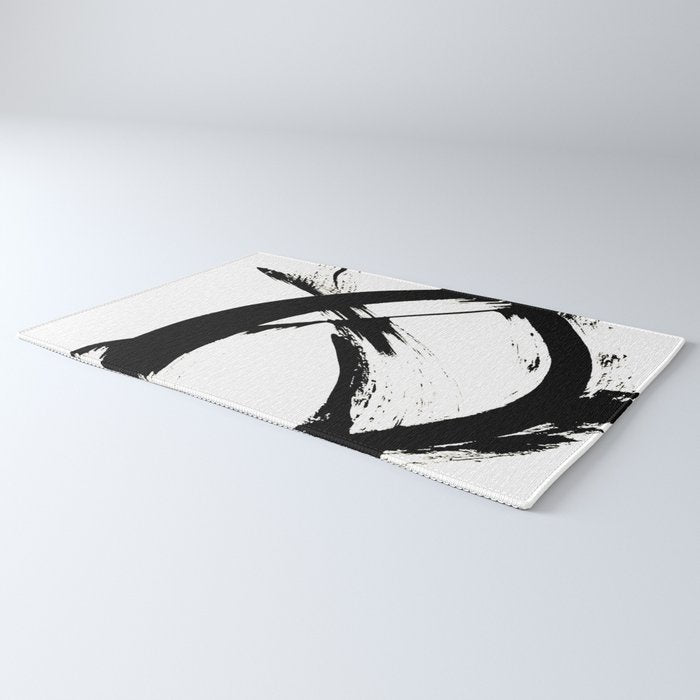 Brushstroke 7: a minimal, abstract, black and white piece Rug Gallery Image 3