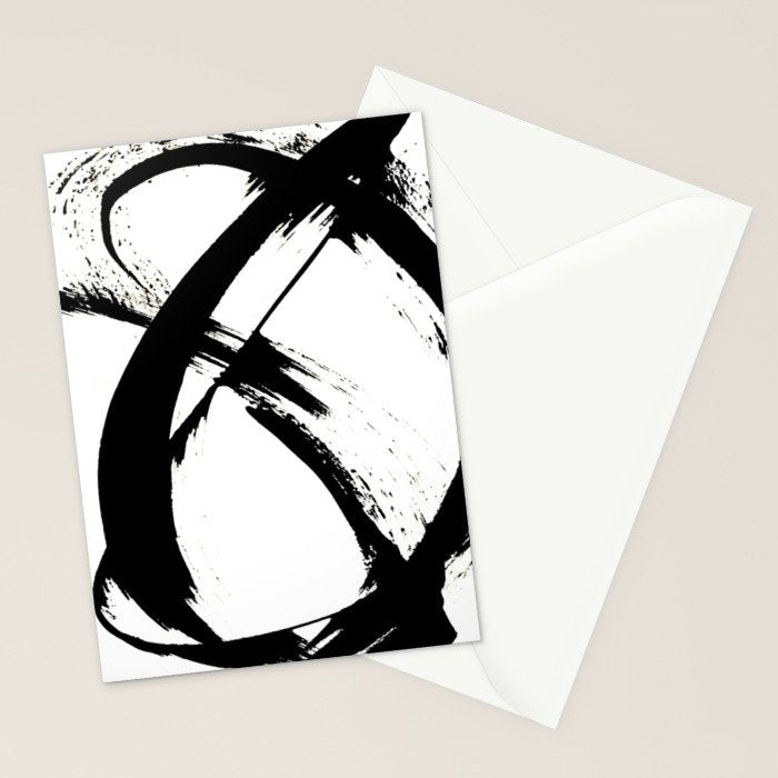 Brushstroke 7: a minimal, abstract, black and white piece Stationery Card Gallery Image 2
