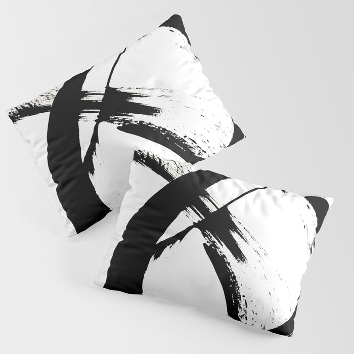 Brushstroke 7: a minimal, abstract, black and white piece Pillow Sham Gallery Image 3