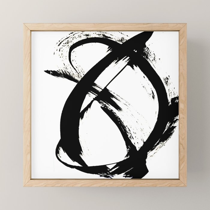 Brushstroke 7: a minimal, abstract, black and white piece Mini Art Print Gallery Image 1
