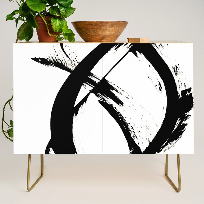 Brushstroke 7: a minimal, abstract, black and white piece Credenza Gallery Image 1
