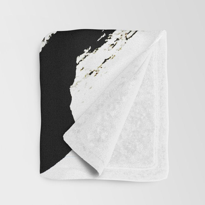 Brushstroke 7: a minimal, abstract, black and white piece Throw Blanket Gallery Image 3