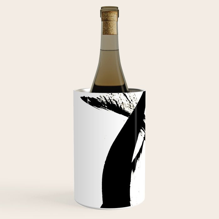 Brushstroke 7: a minimal, abstract, black and white piece Wine Chiller Gallery Image 2