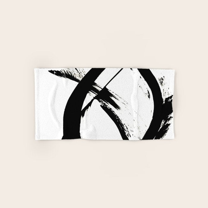 Brushstroke 7: a minimal, abstract, black and white piece Hand & Bath Towel Gallery Image 1
