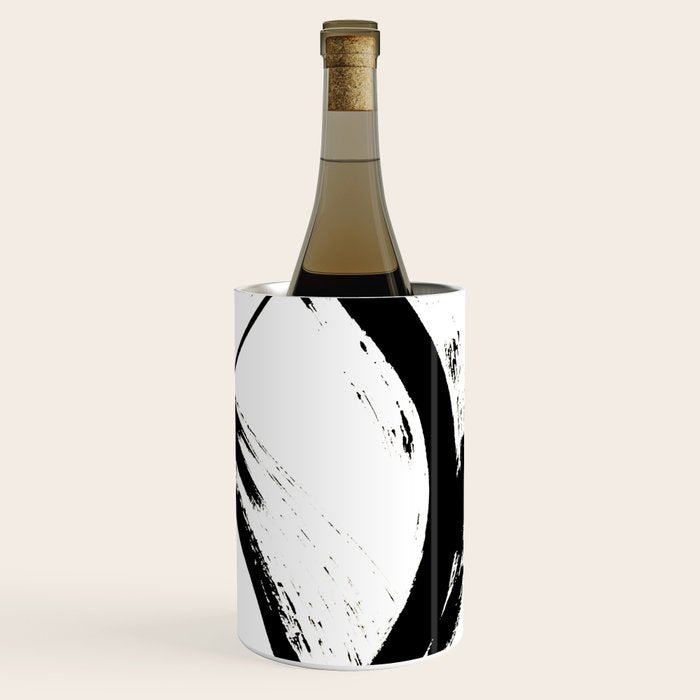 Brushstroke 7: a minimal, abstract, black and white piece Wine Chiller Gallery Image 3