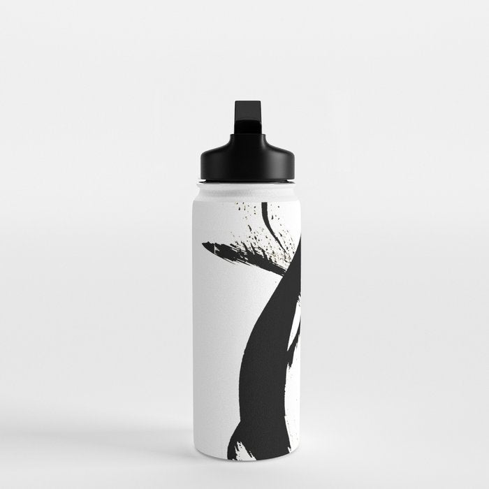 Brushstroke 7: a minimal, abstract, black and white piece Water Bottle Gallery Image 3
