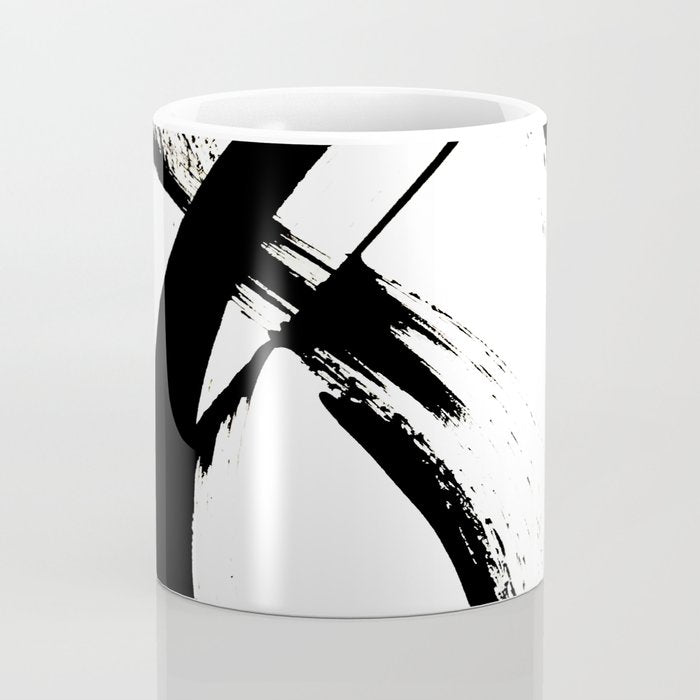 Brushstroke 7: a minimal, abstract, black and white piece Coffee Mug Gallery Image 4