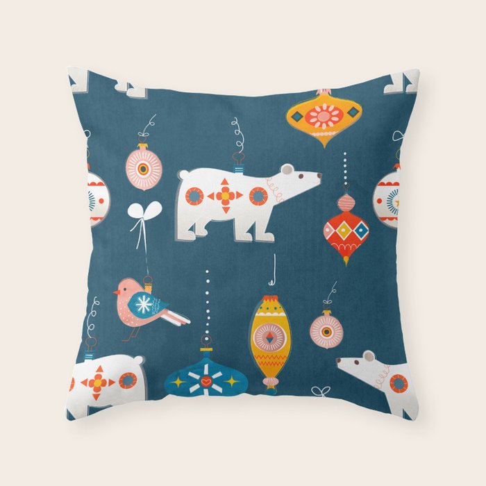 Christmas Retro decorations no2 Throw Pillow Gallery Image 6