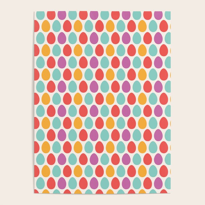 Modern colorful artistic teal pink orange easter eggs pattern Poster Gallery Image 4