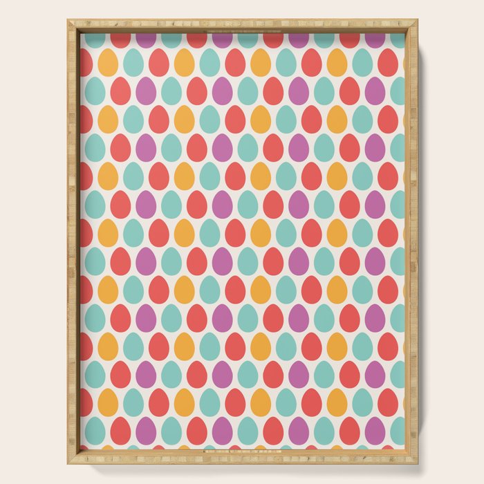 Modern colorful artistic teal pink orange easter eggs pattern Serving Tray Gallery Image 1