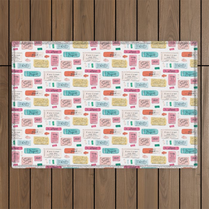 Positive Affirmation Erasers  Outdoor Rug Gallery Image 1
