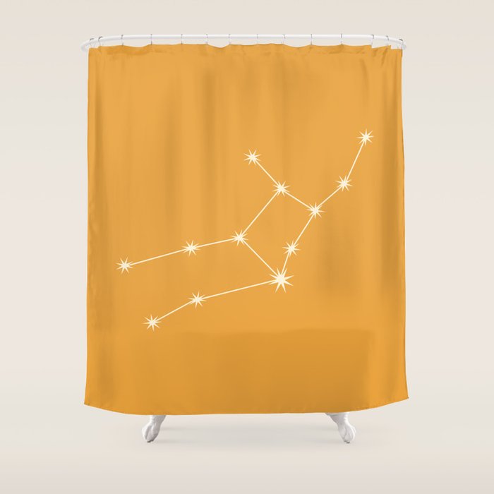 Virgo Zodiac Star Constellation Line Art Peach Orange Shower Curtain Gallery Image 1
