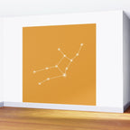 Virgo Zodiac Star Constellation Line Art Peach Orange Wall Mural Gallery Image 2