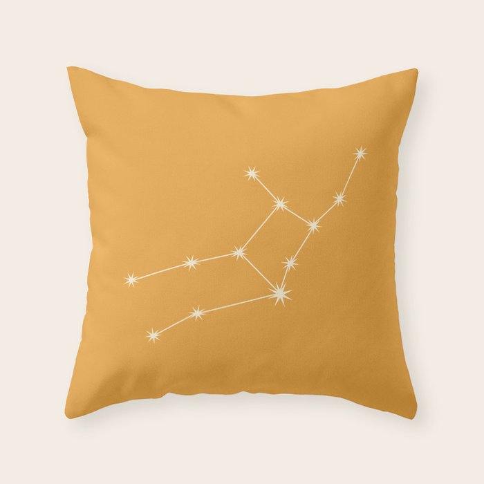Virgo Zodiac Star Constellation Line Art Peach Orange Throw Pillow Gallery Image 1