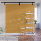 Virgo Zodiac Star Constellation Line Art Peach Orange Wall Mural Gallery Image 1