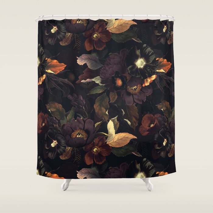 Vintage & Shabby Chic - Flowers at Night Shower Curtain Gallery Image 1