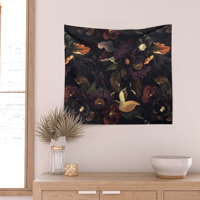 Vintage & Shabby Chic - Flowers at Night Wall Tapestry Gallery Image 2