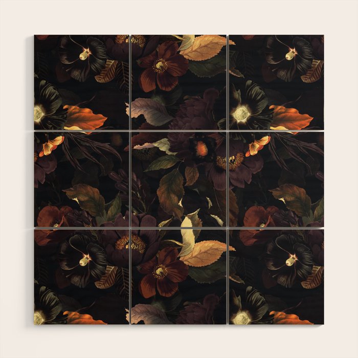 Vintage & Shabby Chic - Flowers at Night Wood Wall Art Gallery Image 1