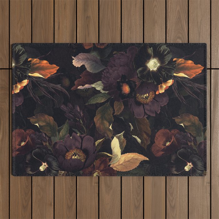 Vintage & Shabby Chic - Flowers at Night Outdoor Rug Gallery Image 1