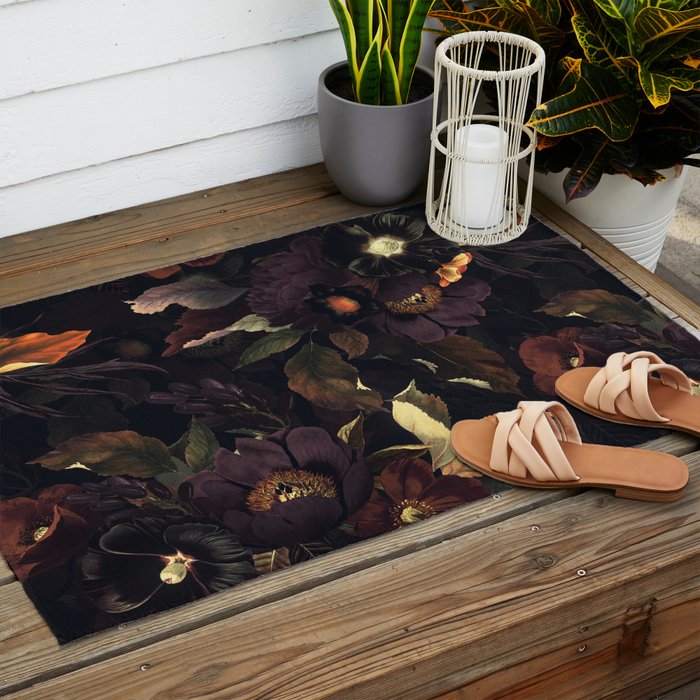 Vintage & Shabby Chic - Flowers at Night Outdoor Rug Gallery Image 2