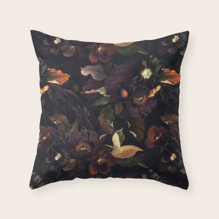Vintage & Shabby Chic - Flowers at Night Throw Pillow Gallery Image 6