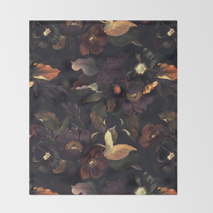Vintage & Shabby Chic - Flowers at Night Throw Blanket Gallery Image 2