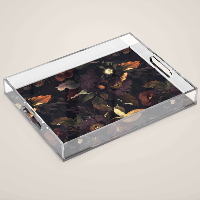 Vintage & Shabby Chic - Flowers at Night Acrylic Tray Gallery Image 1