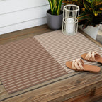 Color Block Lines XLII Coffee Creme Outdoor Rug Gallery Image 2