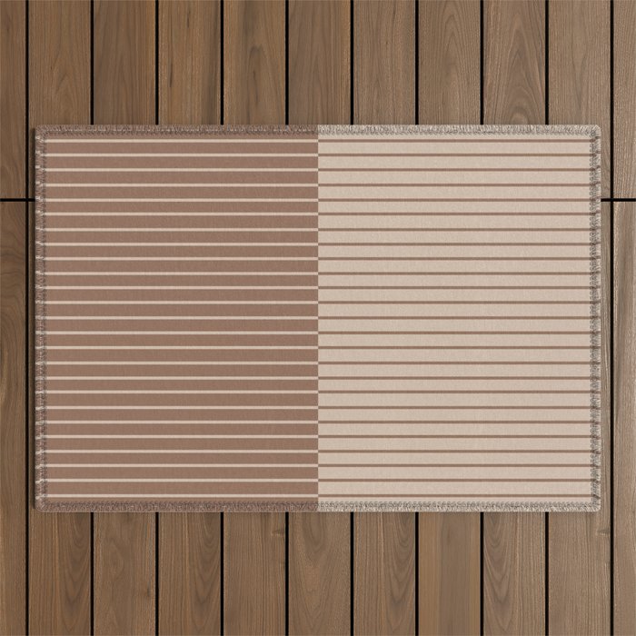Color Block Lines XLII Coffee Creme Outdoor Rug Gallery Image 1