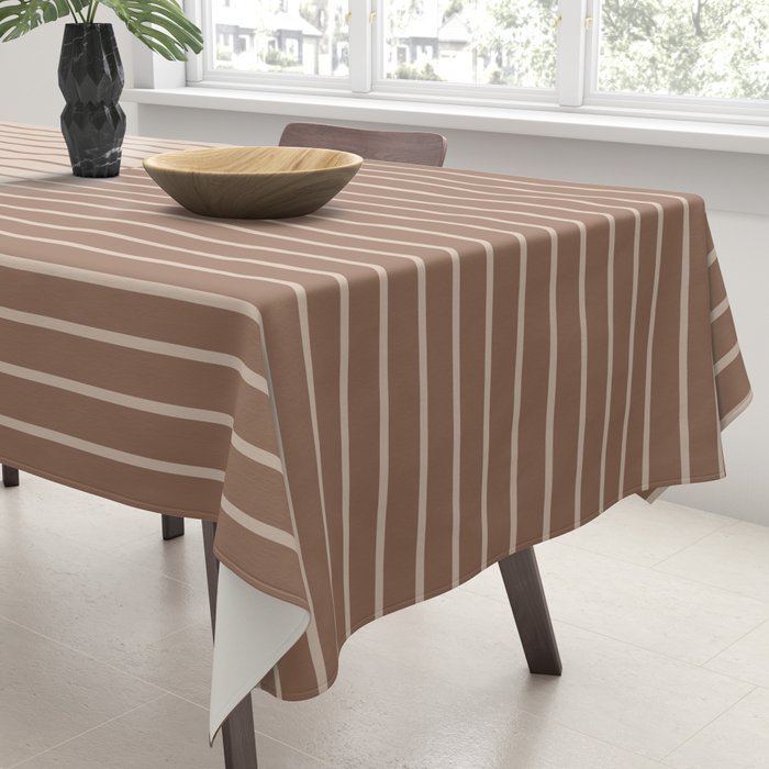 Color Block Lines XLII Coffee Creme Tablecloth Gallery Image 3
