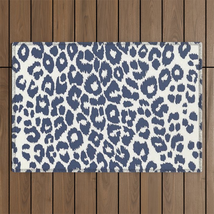 Ink Blue Leopard Print Outdoor Rug Gallery Image 1