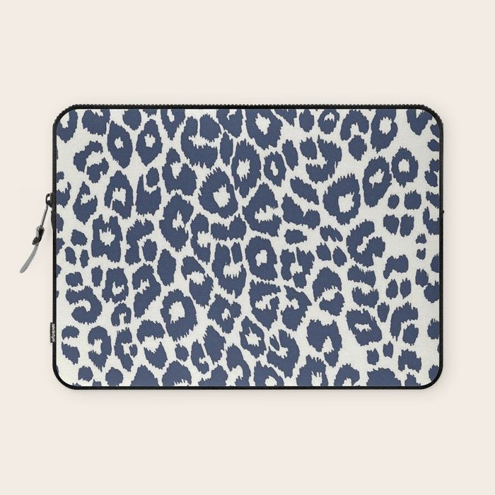 Ink Blue Leopard Print Laptop Sleeve Gallery Image 1