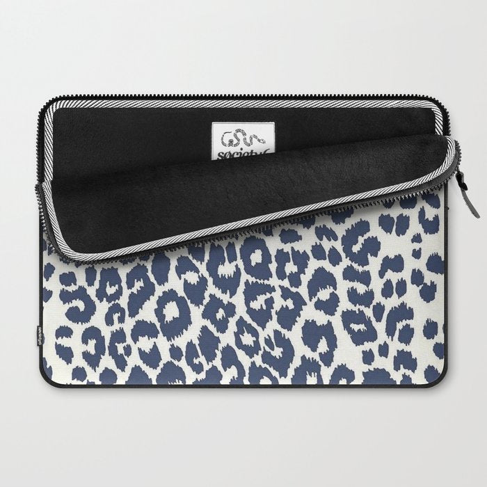 Ink Blue Leopard Print Laptop Sleeve Gallery Image 2