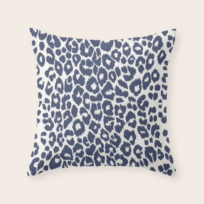 Ink Blue Leopard Print Throw Pillow Gallery Image 1