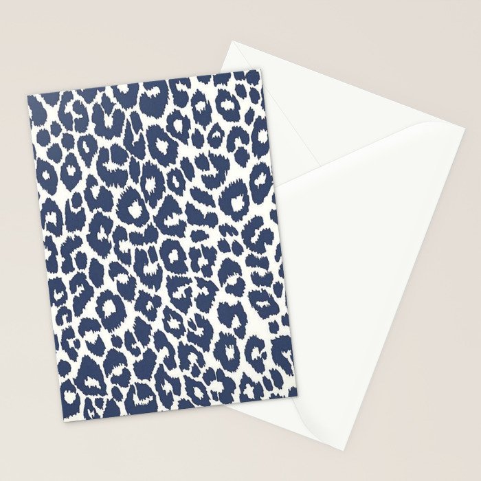 Ink Blue Leopard Print Stationery Card Gallery Image 2