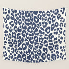 Ink Blue Leopard Print Wall Tapestry Gallery Image 4