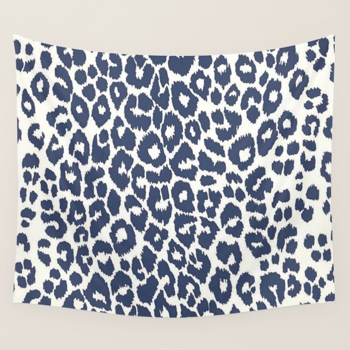 Ink Blue Leopard Print Wall Tapestry Gallery Image 4