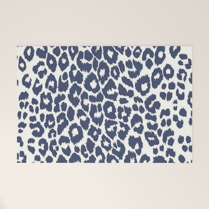 Ink Blue Leopard Print Welcome Mat Gallery Image 1