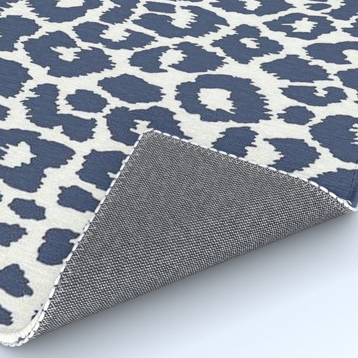 Ink Blue Leopard Print Rug Gallery Image 4