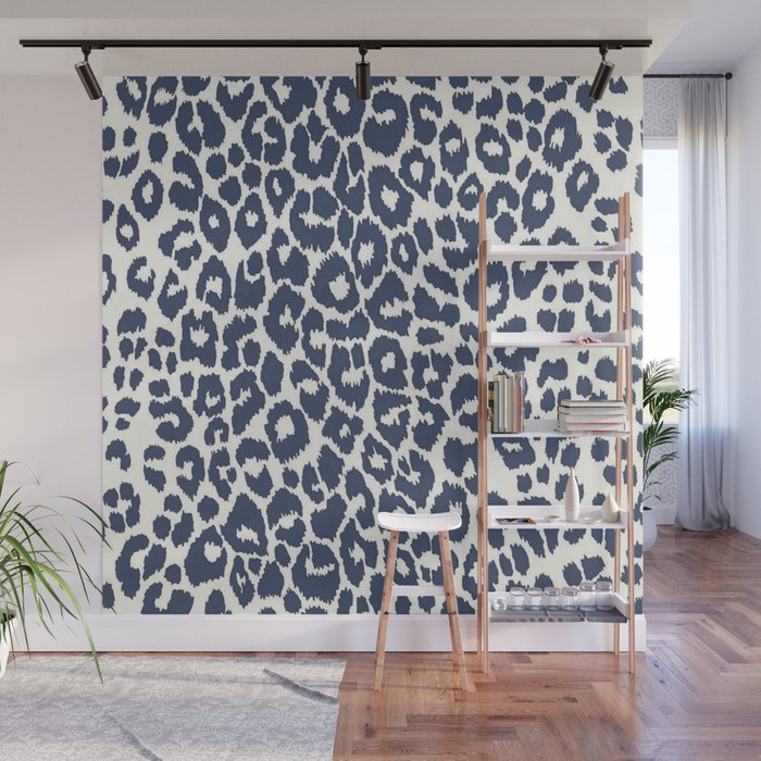 Ink Blue Leopard Print Wall Mural