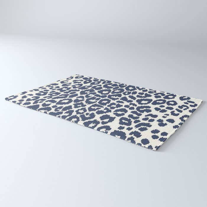 Ink Blue Leopard Print Rug Gallery Image 3