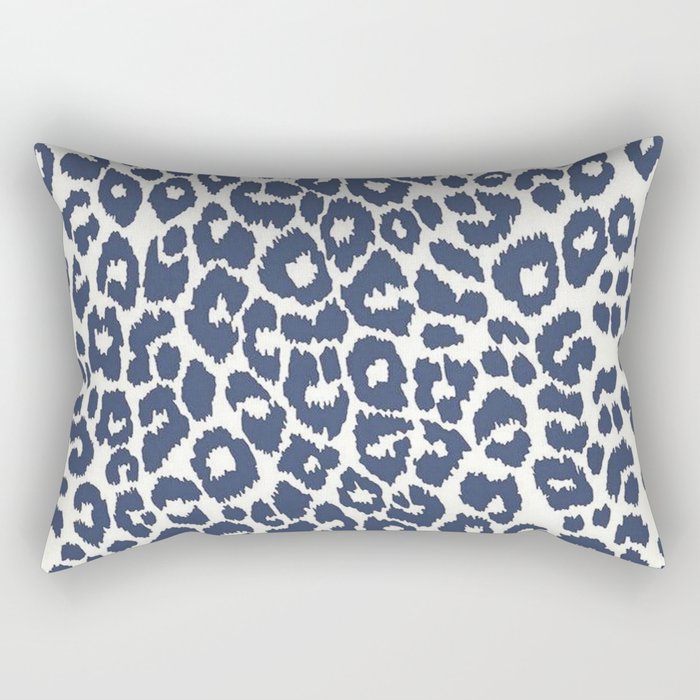 Ink Blue Leopard Print Rectangular Pillow Gallery Image 2