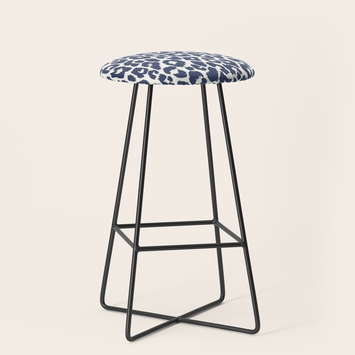 Ink Blue Leopard Print Stool Gallery Image 1