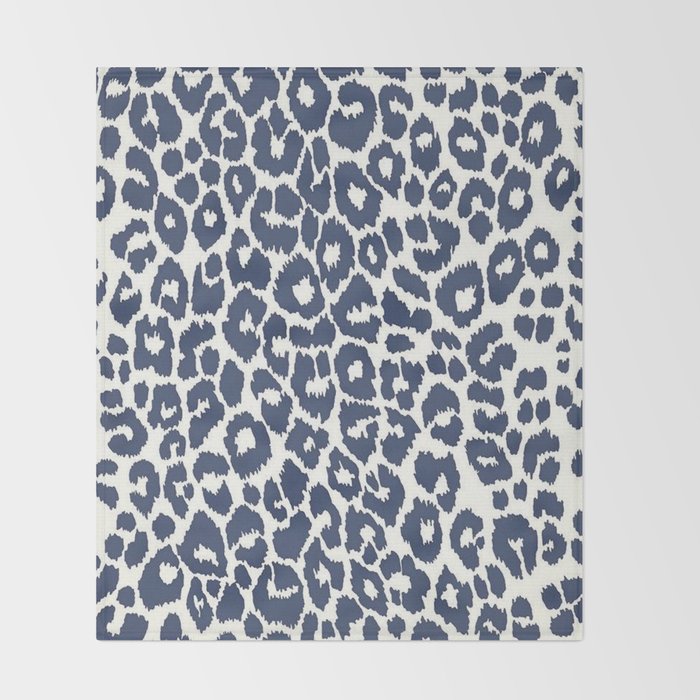 Ink Blue Leopard Print Throw Blanket Gallery Image 2